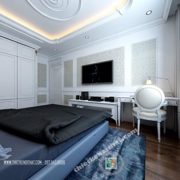 Thiết kế nội thất phòng ngủ chung cư Tân Cổ Điển Ngọc Khánh